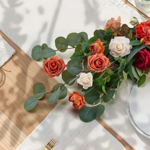VEVOR Künstliche Blumenarrangements, 4 Stück, 450x250x250 mm Kunstblumendekorationen, orangefarbene Blumenmittelstücke für Hochzeiten, Zeremonien, Partys, Tisch-und Wohndekoration – Bild 7