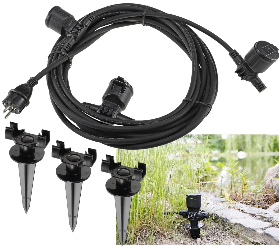 Gartensteckdose für Außen, IP44, 3-fach Einzelsteckdosen, 5+2,5+2,5m #REST# Gartensteckdose für Außen, IP44, 3-fach Einzelsteckdosen, 5+2,5+2,5m #REST#