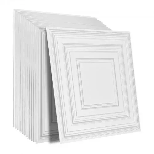 VEVOR Deckenfliesen, 12er-Pack 24 x 24 Zoll, abgehängte Deckenfliesen aus hochwertigem PVC-Blatt, einfache Installation/Zuschneiden, Kunststoff-Deckenfliesen zum Aufkleben, Deckenverkleidung für Heim-/Bürodekoration, weißes Stiftmuster – Bild 9