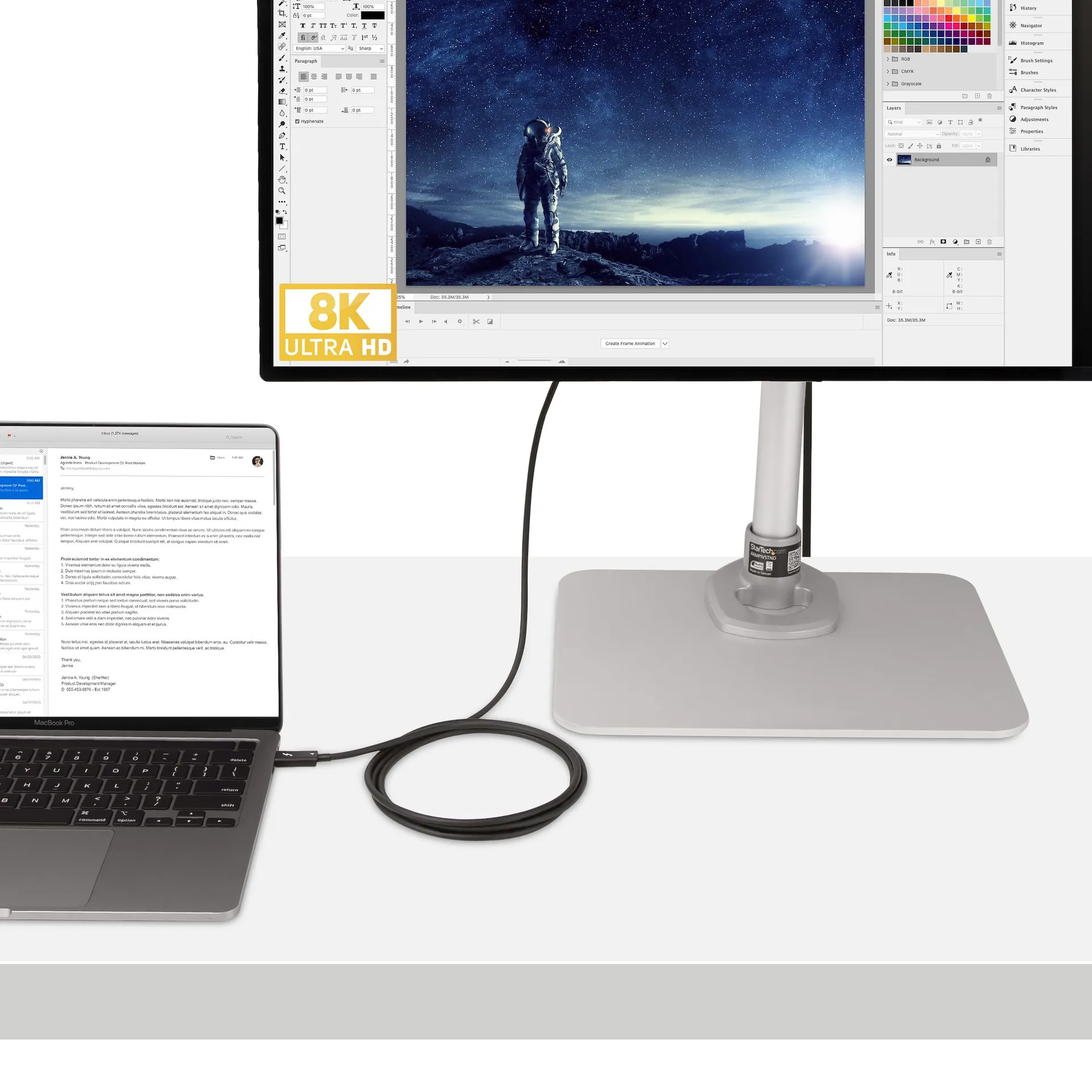 StarTech.com A40G2MB-TB4-CABLE Thunderbolt-Kabel 2 m 40 Gbit/s Schwarz – Bild 7