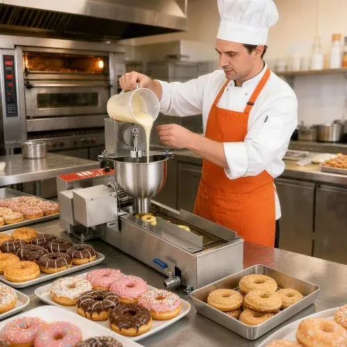 VEVOR kommerzielle automatische Donut Maschine Maker, einreihige Herstellungsausrüstung aus Edelstahl (90 Stk./h) elektrische Donut-Fritteuse mit 3 Formengrößen für Bäckereien Restaurants Café – Bild 7