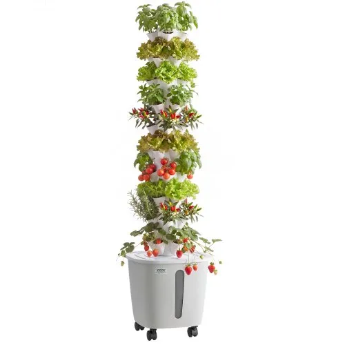 VEVOR Hydroponik-Turm, 50 Pods, Hydrotower 10 Ebenen, Hydroponik-Anbausystem-Set mit App-Steuerung, Rädern, 20-L-Wassertank & Pumpe, Hydroponic Tower für Kräuter, Obst & Gemüse im Innenbereich VEVOR Hydroponik-Turm, 50 Pods, Hydrotower 10 Ebenen, Hydroponik-Anbausystem-Set mit App-Steuerung, Rädern, 20-L-Wassertank & Pumpe, Hydroponic Tower für Kräuter, Obst & Gemüse im Innenbereich