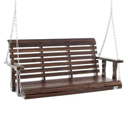 VEVOR Hollywoodschaukel Zedernholz, 1370x710x600mm, Terrassenschaukel für Hof und Garten, verbesserte Tragkraft von ca. 400 kg, robuste Schaukelstuhlbank mit Aufhängeketten für den Außenbereich, Braun – Bild 9