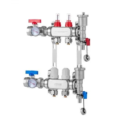 VEVOR 2-Abzweig-Wärmeverteilungsverteiler, 1/2-Zoll-PEX-Rohrverteiler, Edelstahl-PEX-Verteiler für hydronische Fußbodenheizung, Wärmeverteilungs-PEX-Verteilersatz mit 1/2-Zoll-Adaptern im Lieferumfang enthalten – Bild 9