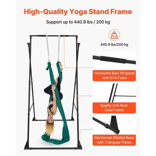 VEVOR Aerial Yogarahmen Schaukelständer mit 6 m langer Yoga-Hängematte (Grün) & max. 200 kg Tragkraft & dreieckiger Struktur & EVA-Schaum, 4-stufige horizontale & 6-stufige vertikale Einstellung VEVOR Aerial Yogarahmen Schaukelständer mit 6 m langer Yoga-Hängematte (Grün) & max. 200 kg Tragkraft & dreieckiger Struktur & EVA-Schaum, 4-stufige horizontale & 6-stufige vertikale Einstellung