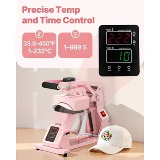 VEVOR Hutpresse mit 2 austauschbaren Platten (160 x 65 mm / 160 x 80 mm), Hut-Hitzepresse mit präziser Temperatur- und Zeitregelung, Mützenpresse Heat Press für Stirnbänder Gesichtsmasken Rosa VEVOR Hutpresse mit 2 austauschbaren Platten (160 x 65 mm / 160 x 80 mm), Hut-Hitzepresse mit präziser Temperatur- und Zeitregelung, Mützenpresse Heat Press für Stirnbänder Gesichtsmasken Rosa