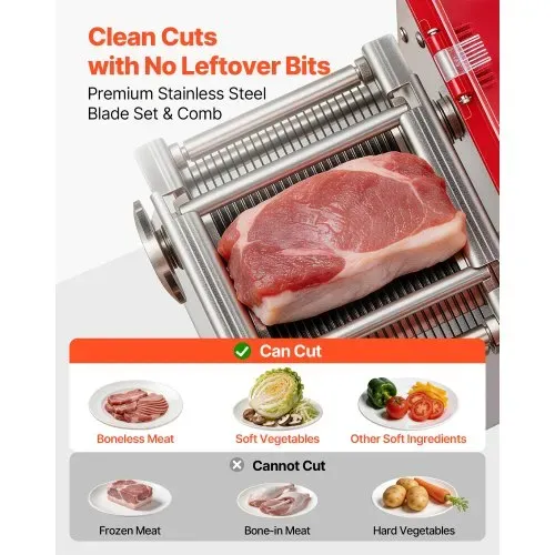VEVOR Fleischschneidemaschine 850 W, Fleischschneider 3,5 mm Schnittstärke, Ideal zum Zerkleinern von Fleisch ohne Knochen & Weichem Gemüse, Schneidemaschine für Küche, Restaurant & Supermarkt – Bild 5