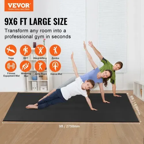 VEVOR Trainingsmatte, rutschfeste, hochdichte Premium-Yogamatte, Trainings-Yogamatte für Männer und Frauen, Fitness- und Trainingsmatte mit Tasche und Tragegurt, für alle Arten von Heim-Yoga, Pilates und Bodentraining (2,7 x 1,8 m) VEVOR Trainingsmatte, rutschfeste, hochdichte Premium-Yogamatte, Trainings-Yogamatte für Männer und Frauen, Fitness- und Trainingsmatte mit Tasche und Tragegurt, für alle Arten von Heim-Yoga, Pilates und Bodentraining (2,7 x 1,8 m)