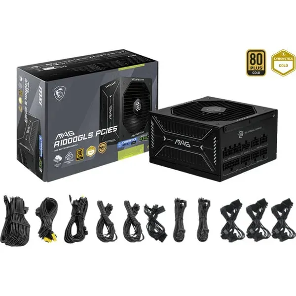 MSI MAG A1000GLS PCIE5 Netzteil 1000 W 24-pin ATX ATX Schwarz MSI MAG A1000GLS PCIE5 Netzteil 1000 W 24-pin ATX ATX Schwarz