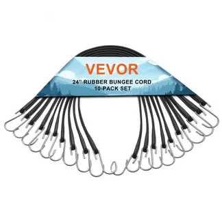 VEVOR 10-teiliges flaches Spannseil, 20 mm robuste Spanngurte mit S-Haken aus Stahl, 61 cm langes elastisches Spannseil für Fracht, Planen, LKWs und Zelte, schwarz VEVOR 10-teiliges flaches Spannseil, 20 mm robuste Spanngurte mit S-Haken aus Stahl, 61 cm langes elastisches Spannseil für Fracht, Planen, LKWs und Zelte, schwarz