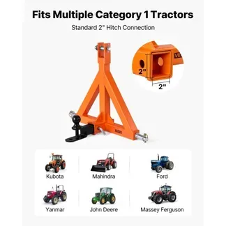 VEVOR 3-Punkt-Anhängerkupplung mit 2 Zoll-Aufnahme, Dreipunkt-Schnellkupplung mit Anhängerkugel, Traktor-Zugstangenadapter, Passend für Kategorie 1, Kompatibel mit Verschiedenen Kompakttraktoren VEVOR 3-Punkt-Anhängerkupplung mit 2 Zoll-Aufnahme, Dreipunkt-Schnellkupplung mit Anhängerkugel, Traktor-Zugstangenadapter, Passend für Kategorie 1, Kompatibel mit Verschiedenen Kompakttraktoren