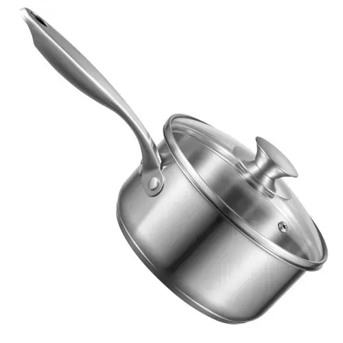 VEVOR Kochtopf Großraumtopf 1,42 L mit Glasdeckel & Dampfschicht, Suppentopf Gemüsetopf mit ergonomischem Griff, Milchtopf aus Edelstahl Gemüsetopf Silber spülmaschinengeeignete Soßentopf – Bild 9
