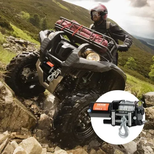 VEVOR Elektrische Seilwinde, 3000 lb Zugkraft, 12 V DC für ATV/UTV, mit Φ3/16 Zoll x 39 Fuß Stahlkabel, Rollenseilführung, Kabelfernbedienung, IP55 Wasserbeständigkeit, Ideal für UTV ATV Offroad-Bergung – Bild 7