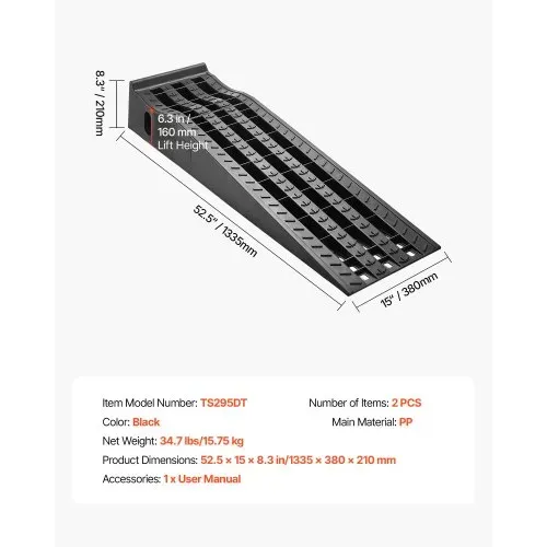 VEVOR Autorampen Auffahrrampen 2 Stk. 160 mm Hubhöhe, tragbare & Auto-Servicerampen für Wartung in der Garage & Ölwechsel & Reparatur von Lkw, 1474 kg (pro Rampe) belastbar Auffahrhilfe Schwarz – Bild 6