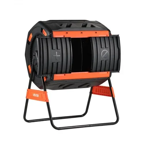 VEVOR Komposttrommel 200 L, Tumbling-Komposter Outdoor mit 2 Schiebetüren & Belüftungssystem & Doppelkammern, Kompostbehälter aus PP & Kohlenstoffstahl für Garten-, Küchen- und Hofabfälle – Bild 8