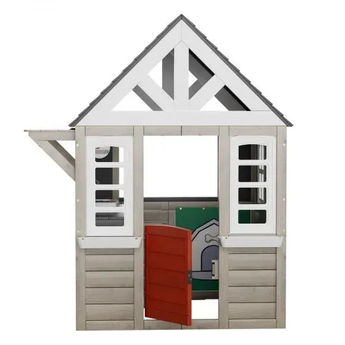 VEVOR Holzspielhaus Kinderspielhaus, Gartenhaus für Kinder ab 2 Jahren, Gartenspiele-Hütte, Spielhaus aus Zedernholz im Landhausstil mit Tür, Fenster, Blumentopfhalter, Grill, Herd und Spüle – Bild 8