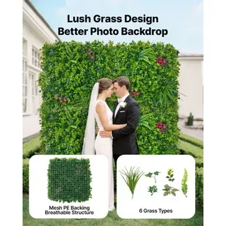 VEVOR Künstliche Hecke 50×50 cm 12-tlg. Set, Pflanzenwand im 3D-Paneelstil, PE-Sichtschutz, Sichtschutzzaun, Heckenzaun, Kunstpflanzen Balkonverkleidung für Hochzeiten, Außengärten, Hinterhöfe VEVOR Künstliche Hecke 50×50 cm 12-tlg. Set, Pflanzenwand im 3D-Paneelstil, PE-Sichtschutz, Sichtschutzzaun, Heckenzaun, Kunstpflanzen Balkonverkleidung für Hochzeiten, Außengärten, Hinterhöfe