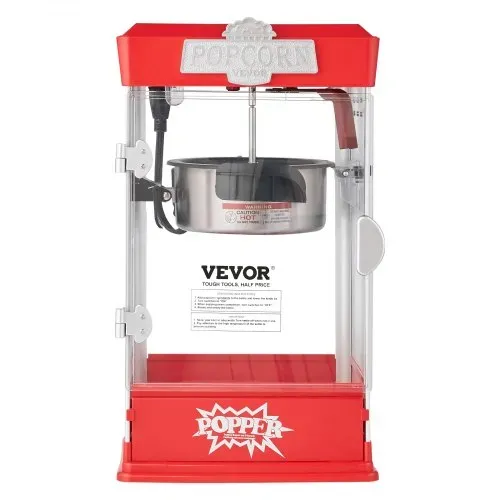 VEVOR Popcornmaschine Popcorn Maker 480 W Popcornautomat Popcorngerät 4 oz Kessel ergibt 1,5 Gal pro Ladung, Tisch-Popcornmaschine inkl. 3 Schaufeln, Popcornmaschine mit Kino-Stil Rot Café – Bild 9