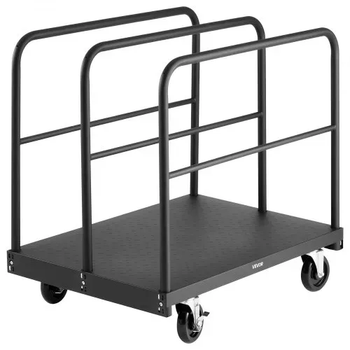 VEVOR Plattenwagen, 816 kg, 2-in-1 Transportwagen mit 360° Lenkrollen, Plattenroller, Plattenkarre mit 4 seitlichen Handläufen, Transporthilfe für Fabrik, Lager, Garage, Schwarz 914x610x858 mm – Bild 8