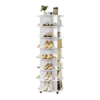 VEVOR Schuhregal Schuhschrank für 28 Paar Schuhe (7-stöckig) 360° drehbar, Schuhaufbewahrung mit Rollen, Schuhablage für Schlafzimmer Wohnzimmer Eingangsbereich, Weiß 598 x 598 x 1670 mm VEVOR Schuhregal Schuhschrank für 28 Paar Schuhe (7-stöckig) 360° drehbar, Schuhaufbewahrung mit Rollen, Schuhablage für Schlafzimmer Wohnzimmer Eingangsbereich, Weiß 598 x 598 x 1670 mm