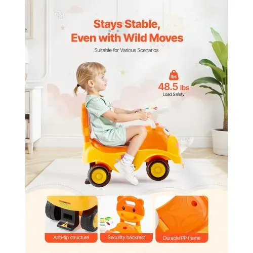 VEVOR Rutschauto, 500x240x415 mm Rutscher für Kleinkinder, Rutschfahrzeug mit Hupe und Musik, 22 kg Tragkraft, Stauraum unter dem Sitz, Lauflernhilfe für Kleinkinder von 19 bis 36 Monaten – Bild 3