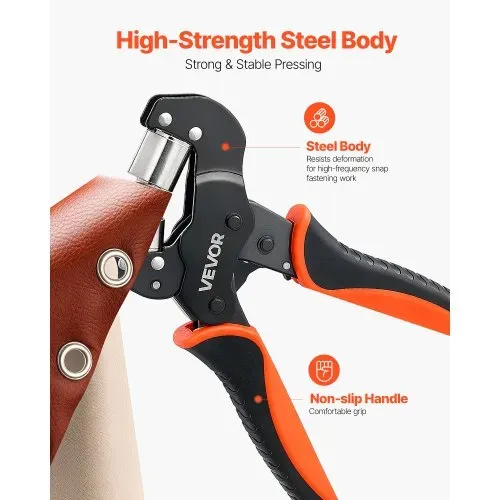 VEVOR Ösenzange Set mit 500 tlg. Ø12mm-Ösen Magnetische Ösenpresse, Ösenstanze aus Stahl mit Magnetkopf Rutschfester Griff Geeignet für Leder Planen Schuhe Bastelarbeiten & Stoff – Bild 3