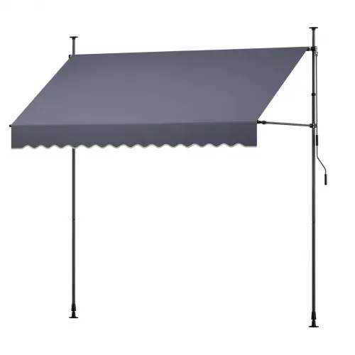 VEVOR Klemmmarkise 300 cm, Höhenverstellbare Markise mit Handkurbel, Terrassenmarkise UPF 80+ Sonnenschutz, Sonnenmarkise, Balkonmarkise, Ideal für Terrasse, Balkon & Garten, Dunkelgrau – Bild 8
