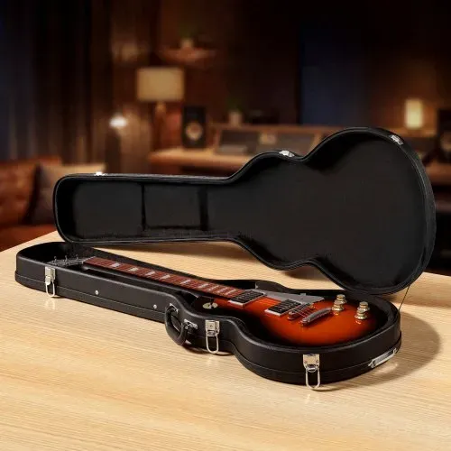 VEVOR E-Gitarrenkoffer für 39-Zoll-Les-Paul-Gitarren 108 cm Harschalenkoffer, Gitarrenkoffer aus Holz mit Schloss, Schaumstoffeinlage, Schlüsseln, Zubehörfach, Hartschalen-Formkoffer Schwarz – Bild 7