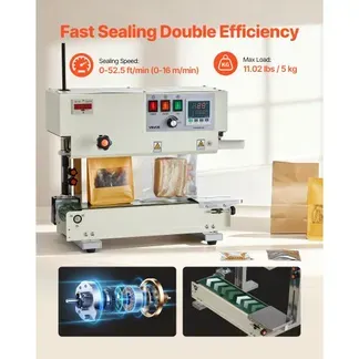 VEVOR Kontinuierliche Versiegelungsmaschine, 6-12 mm Siegelbreite, Vertikal, mit Rollendruck, Siegelmaschine Temperatur & Geschwindigkeit einstellbar, passend für 0,03-0,8 mm Plastikbeutel VEVOR Kontinuierliche Versiegelungsmaschine, 6-12 mm Siegelbreite, Vertikal, mit Rollendruck, Siegelmaschine Temperatur & Geschwindigkeit einstellbar, passend für 0,03-0,8 mm Plastikbeutel