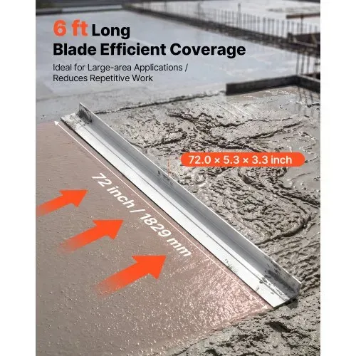 VEVOR 1829mm Glättbohle Estrichkelle aus Aluminiumlegierung Beton Abzieher, 134mm Breite für Große Abdeckung, Ersatzteil für Betonrüttler, Nivelliergerät zum Glätten Abziehen für Straßenbau Bodenebnung VEVOR 1829mm Glättbohle Estrichkelle aus Aluminiumlegierung Beton Abzieher, 134mm Breite für Große Abdeckung, Ersatzteil für Betonrüttler, Nivelliergerät zum Glätten Abziehen für Straßenbau Bodenebnung