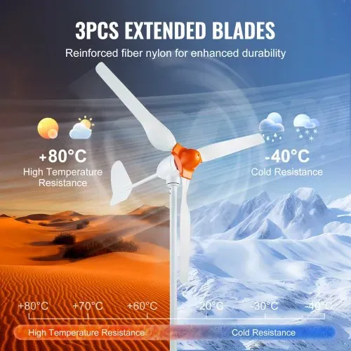 VEVOR 800 W windkraftanlage 12 V Windgenerator 3-Blatt-Windkraftgenerator mit MPPT-Regler einstellbare Windrichtung und 2,5 m/s Startwindgeschwindigkeit geeignet für Zuhause Bauernhof Wohnmobile Boote – Bild 5