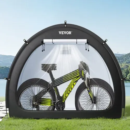 VEVOR Fahrradzelt, 4 bis 5 Fahrräder, geräumige Fahhrradgarage mit belüftetem Fenster, fächerförmige Fahrradschuppe mit hochfestem Fiberglas & Doppelreißverschlüssen, 2190x1550x1730 mm – Bild 7