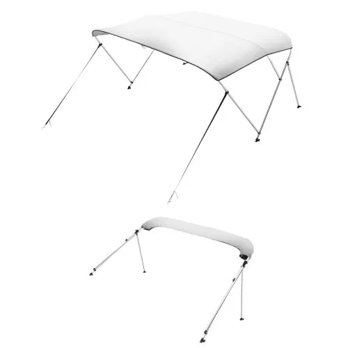 VEVOR Bimini Top Bootsabdeckung Sonnenverdeck (3 Bögen) aus 600D Polyester mit Rahmen aus Aluminiumlegierung, wasserdichte Sonnenschutz-Bootsmarkise mit Aufbewahrungstasche, 137-152 cm (B) Hellgrau VEVOR Bimini Top Bootsabdeckung Sonnenverdeck (3 Bögen) aus 600D Polyester mit Rahmen aus Aluminiumlegierung, wasserdichte Sonnenschutz-Bootsmarkise mit Aufbewahrungstasche, 137-152 cm (B) Hellgrau