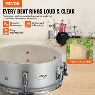 VEVOR Schlagzeug, 5-teilig, Drum in voller Größe mit Bass-/Tom-Drums, Snare, Standtrommel, verstellbaren Thronständern, Becken, Hi-Hat-Pedal und Drumsticks, Anfänger-Schlagzeug, Silber VEVOR Schlagzeug, 5-teilig, Drum in voller Größe mit Bass-/Tom-Drums, Snare, Standtrommel, verstellbaren Thronständern, Becken, Hi-Hat-Pedal und Drumsticks, Anfänger-Schlagzeug, Silber