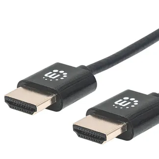 Manhattan Ultradünnes High Speed HDMI-Kabel mit Ethernet-Kanal, HEC, ARC, 3D, 4K, HDMI-Stecker auf HDMI-Stecker, geschirmt, schwarz, 0,5 m Manhattan Ultradünnes High Speed HDMI-Kabel mit Ethernet-Kanal, HEC, ARC, 3D, 4K, HDMI-Stecker auf HDMI-Stecker, geschirmt, schwarz, 0,5 m