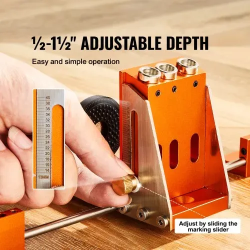 VEVOR Pocket Hole Jig Kit Dreitaschenloch mit Schraubenschlüssel & Vierkantantriebsbits, Dübelhilfe Bohrlehre zum Bohren von Taschenlöchern und Schräglöchern, Bohrhilfe für Holzbearbeitung – Bild 2
