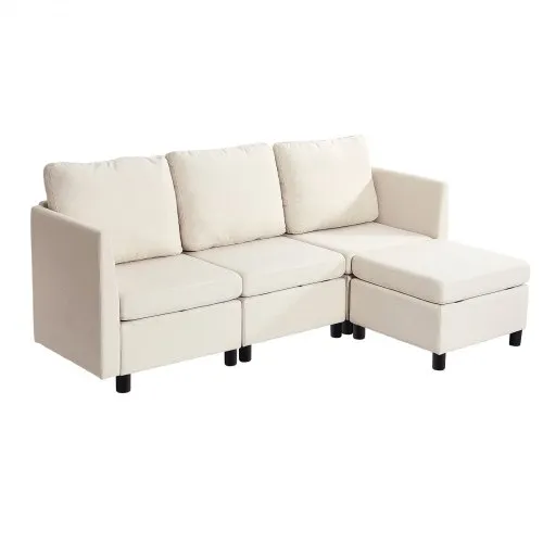 VEVOR Ecksofa Eckcouch Schlafsofa mit verstecktem Stauraum, Couch mit Ottomane & hochelastischem Schaumstoff, gepolstertes Sofa (3 Sitzer) mit Massivholzrahmen für Wohnzimmer Schlafzimmer, Beige VEVOR Ecksofa Eckcouch Schlafsofa mit verstecktem Stauraum, Couch mit Ottomane & hochelastischem Schaumstoff, gepolstertes Sofa (3 Sitzer) mit Massivholzrahmen für Wohnzimmer Schlafzimmer, Beige