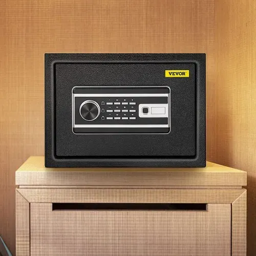 VEVOR Tresor 0,0227 m³, Möbeltresor 10kg Belastbarkeit, Wandtresor Schwarz staubdicht mit Fingerabdruck Code Digital-Tastenfeld Schlüssel 4 Schlosssystemen Sicherheitstresor Wohnung Hotel Büro – Bild 7
