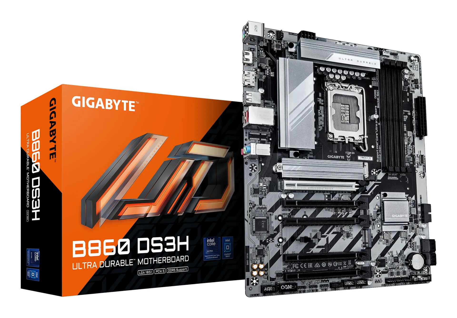 GIGABYTE B860 DS3H Mainboard – Intel Core Ultra CPUs, 8+1+2+2 Phasen VRM, bis zu 9066MHz DDR5, 1xPCIe 5.0 + 1xPCIe 4.0 M.2, 2,5 GbE LAN, USB 3.2 Gen 2×2 GIGABYTE B860 DS3H Mainboard – Intel Core Ultra CPUs, 8+1+2+2 Phasen VRM, bis zu 9066MHz DDR5, 1xPCIe 5.0 + 1xPCIe 4.0 M.2, 2,5 GbE LAN, USB 3.2 Gen 2×2
