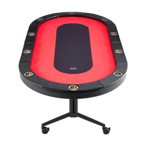 VEVOR Casino Pokertisch Klappbare Tischbeine 2290 x 1220 x 800 mm (L x B x H), Faltbarer Pokertisch, Schwarz & Rot Pokerauflage Klapptisch für 10 Spieler, Pokertisch mit Staubschutzhülle Tragbar – Bild 9