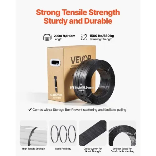 VEVOR 6 tlg Umreifungsset mit Umreifungsband, manuelle Umreifungsgerät mit 610 m PET Band, 600 Metallklammern, 200 Kantenschutzern, pefekte Werkstattausstattung für Verpackung, Transport und Lager – Bild 4