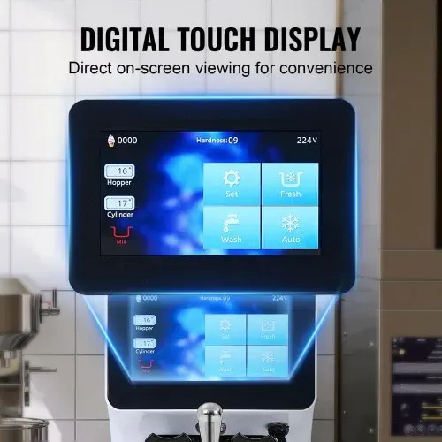 VEVOR Kommerzielle Eismaschine, 10 L/h Leistung, Softeismaschine Einzelne Geschmacksrichtung, Arbeitsplatte, 4 L Trichter, 1,6 L Zylinder, Touchscreen, Automatische Reinigung, Vorkühlung Snackbars – Bild 4