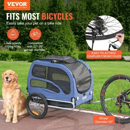 VEVOR Hundeanhänger 45 kg Fahrradanhänger Kohlenstoffstahl + 600D Oxford-Gewebe + PP faltbar 1440 x 725 x 845 mm als Anhänger Gefaltete Größe 810 x 570 x 195 mm Blau VEVOR Hundeanhänger 45 kg Fahrradanhänger Kohlenstoffstahl + 600D Oxford-Gewebe + PP faltbar 1440 x 725 x 845 mm als Anhänger Gefaltete Größe 810 x 570 x 195 mm Blau