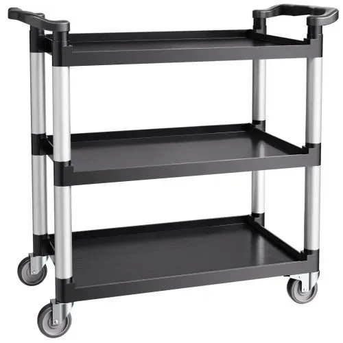 VEVOR Mehrzweckwagen, 226 kg Tragkraft, 3-stufiger Universalwagen aus Kunststoff mit 360° Schwenkrädern (2 mit Bremse), 106x49x98 cm großer Servierwagen für Lager, Büro, Zuhause, Restaurant, Küche – Bild 9
