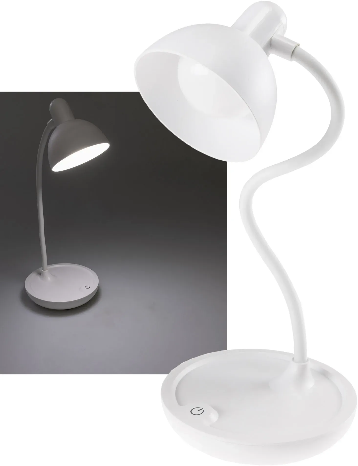LED Tischleuchte mit Schwanenhals Batterie, dimmbar, warmweiß, Weiß LED Tischleuchte mit Schwanenhals Batterie, dimmbar, warmweiß, Weiß