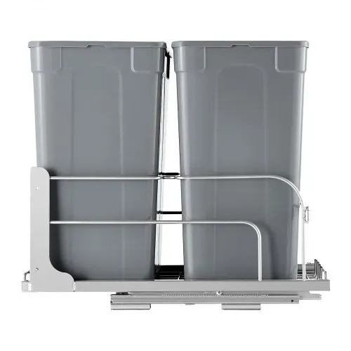 VEVOR ausziehbarer Abfallbehälter (35 Qt x2), doppelter Unterbau-Küchenabfallbehälter, Mülleimer mit Türsatz & Soft-Close-Schieberegler, für Küchenschrank Spüle unter der Theke (grau) – Bild 9