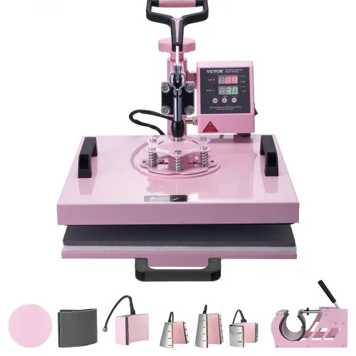 VEVOR Hitzepresse Transferpresse 38x38cm 8 in 1 Tumbler Presse T-Shirts Rosa VEVOR Hitzepresse Transferpresse 38x38cm 8 in 1 Tumbler Presse T-Shirts Rosa