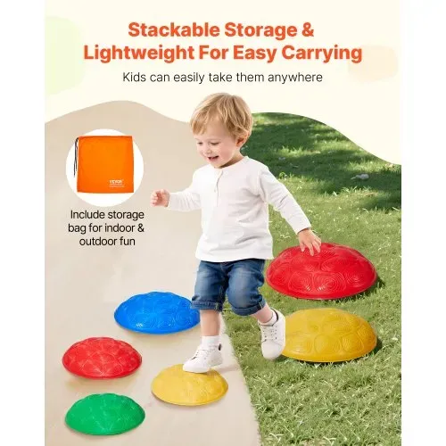 VEVOR Balance-Trittsteine für Kinder, 6er-Set, bis zu 100 kg, Hindernisparcours-Koordinationsspiel-Spielzeug zum Spielen im Innen- oder Außenbereich, Stapelsteine, Balancespiel für Kinder ab 3 Jahren – Bild 5