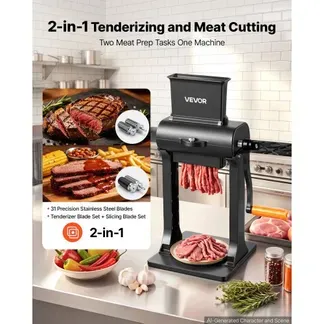 VEVOR 2 in 1 Fleischzartmacher Fleischschneider Manuell 7 mm Schnittstärke für Steaks, Schweinekotelettsm & Hähnchenbrust, mit Breitem Einfüllschacht, Tischklemme & 2 Sätzen Edelstahlklingen VEVOR 2 in 1 Fleischzartmacher Fleischschneider Manuell 7 mm Schnittstärke für Steaks, Schweinekotelettsm & Hähnchenbrust, mit Breitem Einfüllschacht, Tischklemme & 2 Sätzen Edelstahlklingen