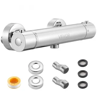 VEVOR Duscharmatur mit Thermostat Duschthermostat mit 38 °C Sicherheitsschloss, Duschhahnventil Badewannenarmatur, Temperaturregelventile aus Messing für Badezimmer Hotel Wohnmobil auslaufsicher VEVOR Duscharmatur mit Thermostat Duschthermostat mit 38 °C Sicherheitsschloss, Duschhahnventil Badewannenarmatur, Temperaturregelventile aus Messing für Badezimmer Hotel Wohnmobil auslaufsicher